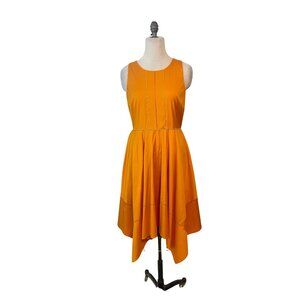 Donna Karan Handkerchief hem Tangerine Orange Dress 6